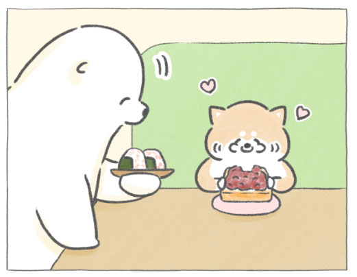 【四コマ漫画】vol.108「ひとくち」｜おはよう！おしばと愉快な仲間たち