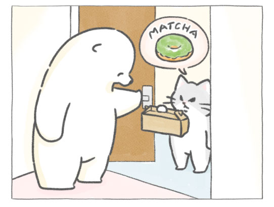【四コマ漫画】vol.115「抹茶スイーツ」｜おはよう！おしばと愉快な仲間たち