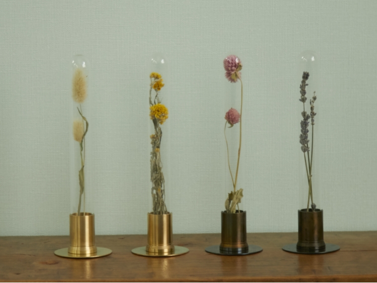 PICUS/HERBARIUM BRASS GLASS DOME & FLOWER VASE SOLID