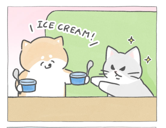【四コマ漫画】vol.122「バニラアイス」｜おはよう！おしばと愉快な仲間たち