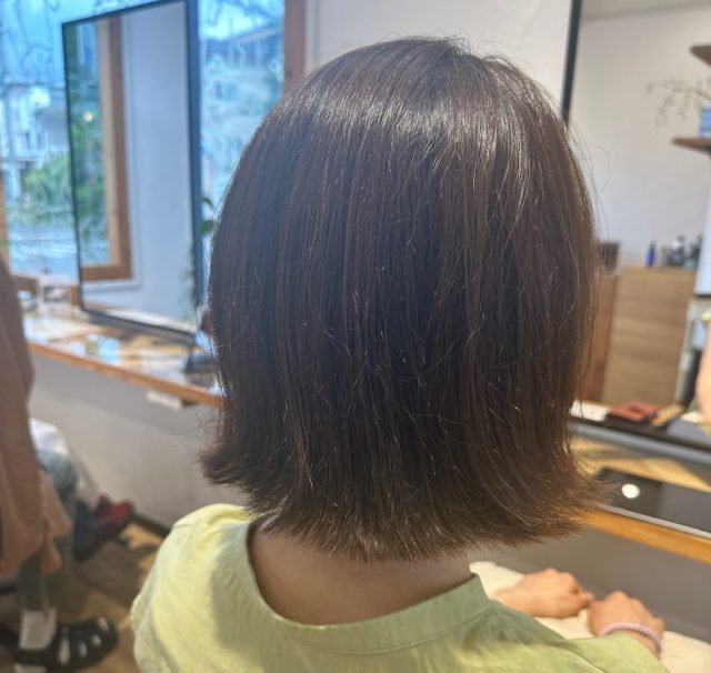 切りっぱなしボブ 横