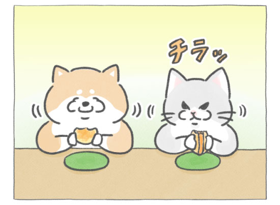 【四コマ漫画】vol.129「隣のパン」｜おはよう！おしばと愉快な仲間たち
