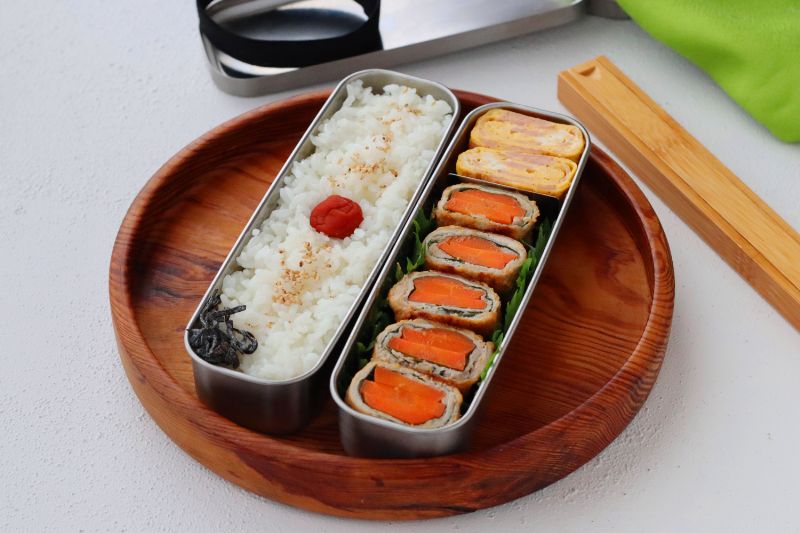 味噌照り焼きが合う！「にんじんの大葉肉巻き」「ハム卵焼き」2品弁当