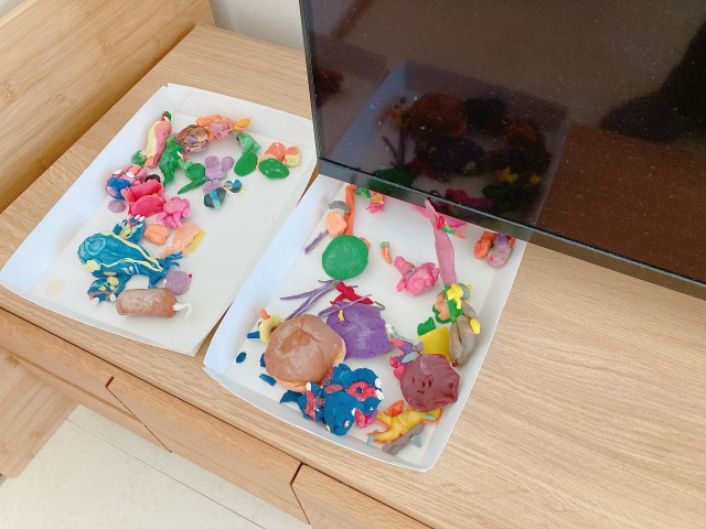 子どもの作った粘土作品