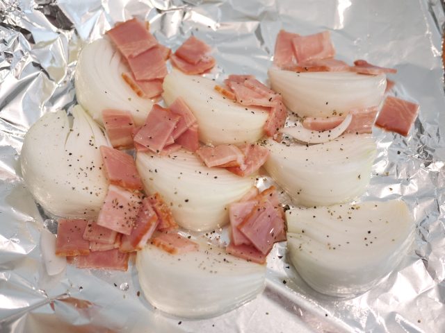 新玉ねぎとベーコン