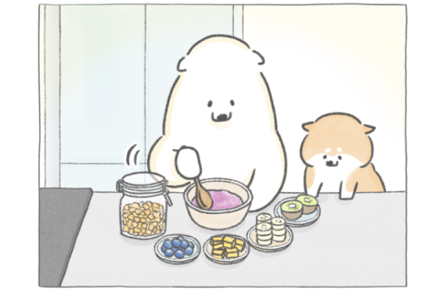 【四コマ漫画】盛り方に性格が出る!? かわいすぎる「アサイーボウル」朝ごはん