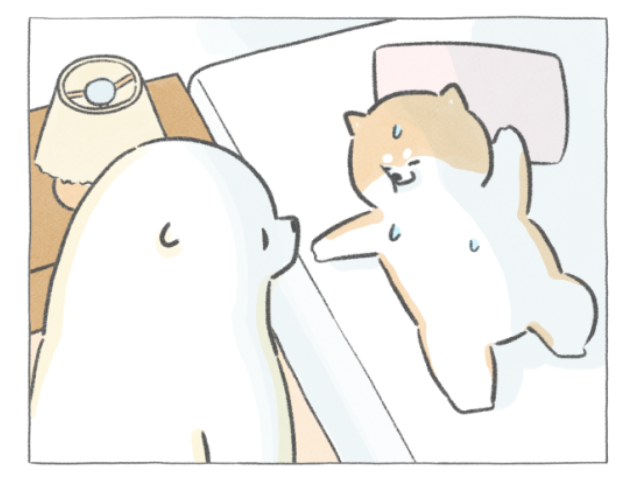 【四コマ漫画】暑さでダウン寸前!?おしばを救ったクマシローの“ひんやり気づかい”