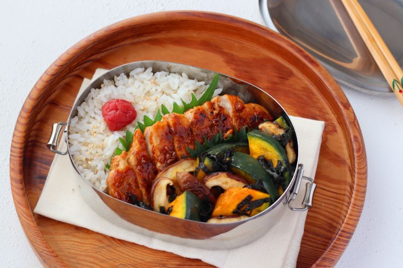 10分で同時に完成！「トンテキ」「かぼちゃの海苔バター」2品弁当