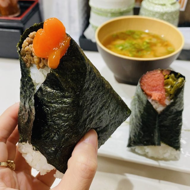 卵黄醤油漬+肉そぼろ