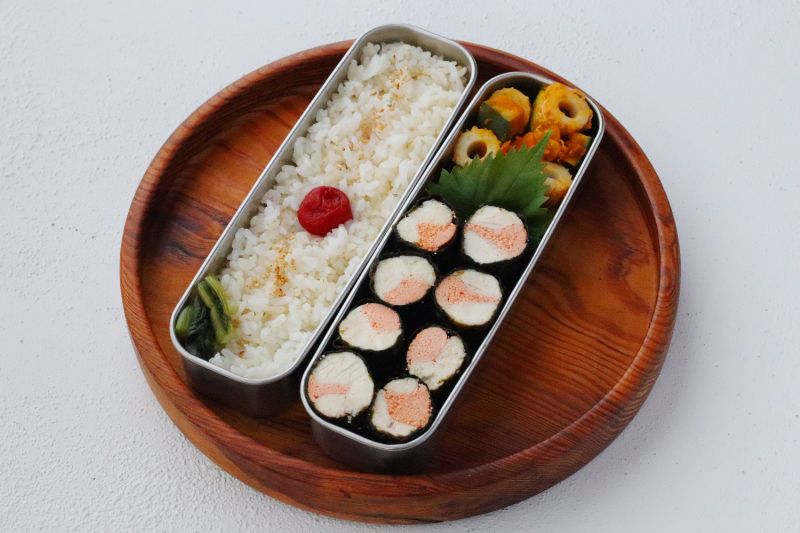 巻いてチンするだけ！「ささみの明太子海苔巻き」「ちくわとかぼちゃのしょうが醤油」2品弁当