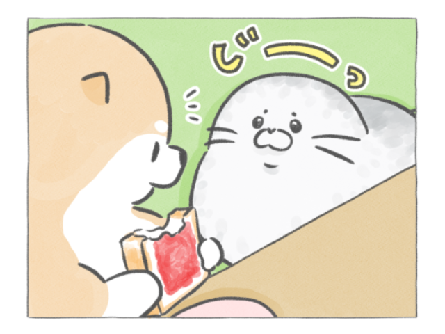 【四コマ漫画】つぶらな瞳で“無言の圧”!  ユキちゃんがじっと見つめる意外な〇〇とは？