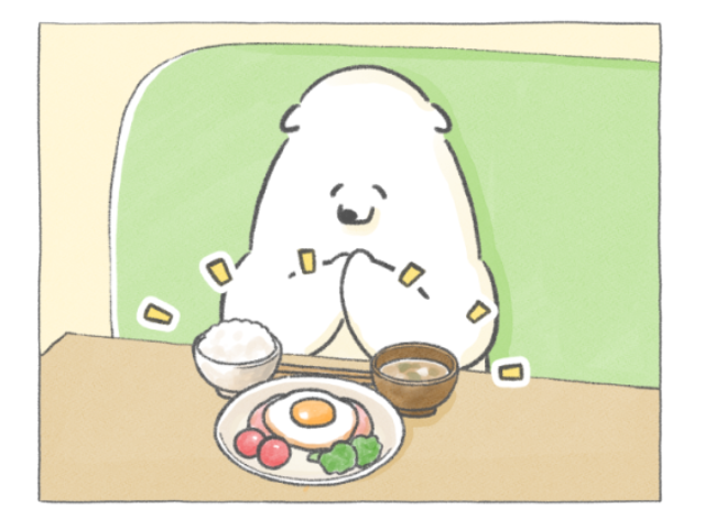【四コマ漫画】最後の一口がいちばん幸せ…！クマシローの“ウキウキ”朝ごはんタイム
