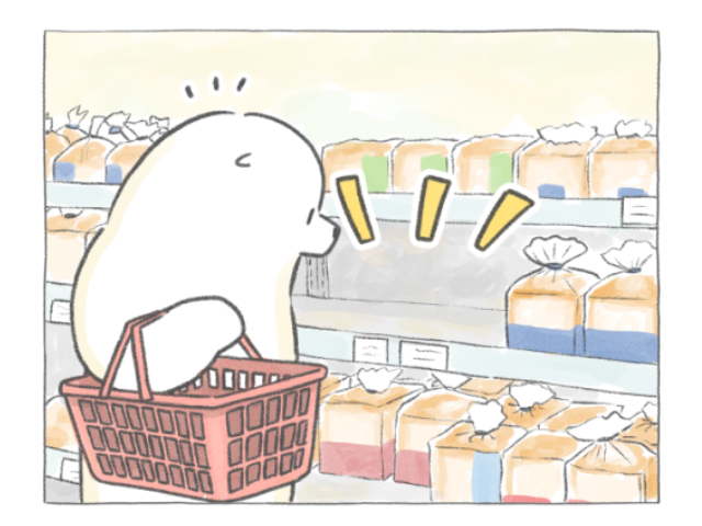 【四コマ漫画】気分が上がる♪バターしみしみ「厚切りトースト」朝ごはん