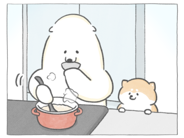 【四コマ漫画】おうちで楽しむ手作り甘酒♪待ちきれないおしばの要求とは？