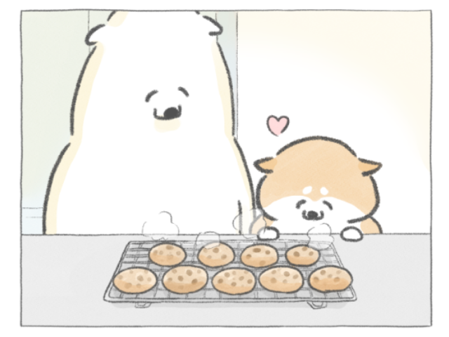 【四コマ漫画】vol.197「焼きたてクッキー」すぐ食べる？
