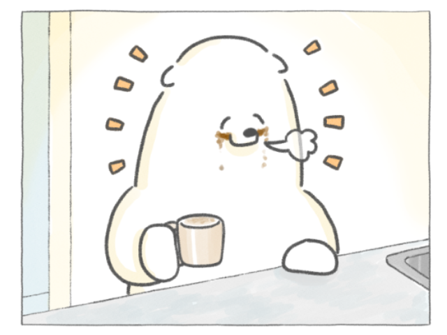 【四コマ漫画】vol.199｜そのまま玄関へ…「え、その顔で行く!?」