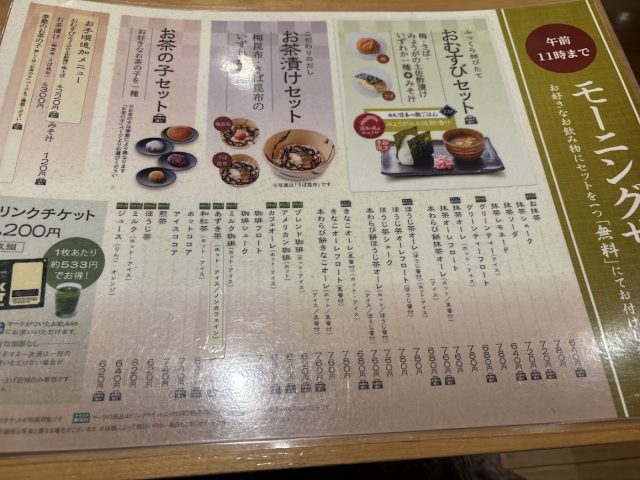 モーニングメニュー