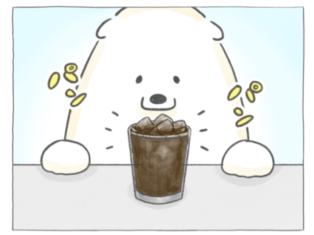 【四コマ漫画】vol.207｜パンパンすぎる！氷たっぷりアイスコーヒー