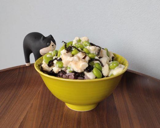 枝豆塩こんぶ豆腐丼