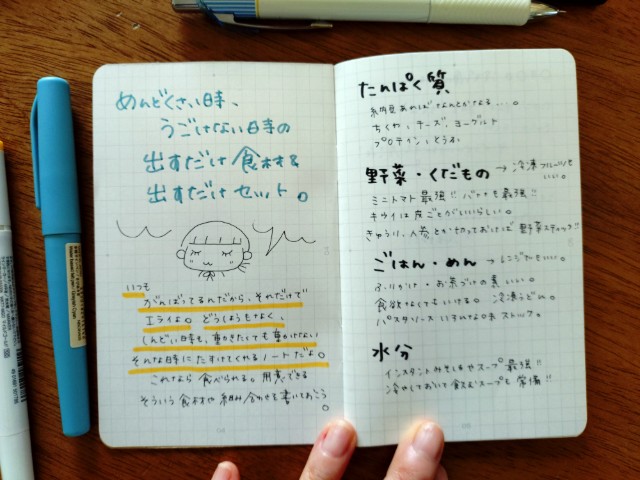 食材を書いたノート