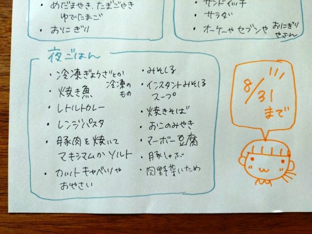 夏休みごはん自由化リスト