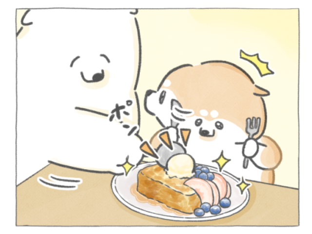 【四コマ漫画】vol.216|熱々×ひんやりがたまらない!ご褒美フレンチトースト