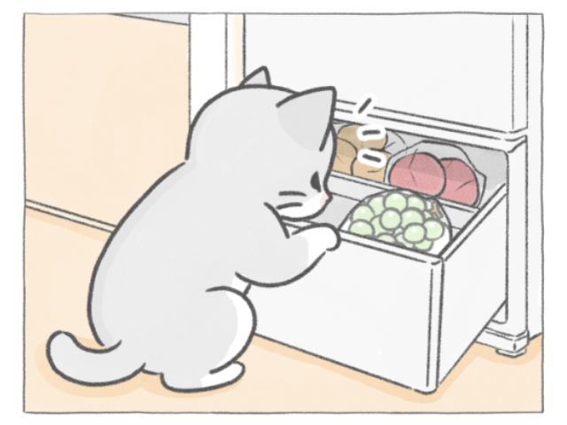 【四コマ漫画】vol.219|ひと粒のつもりが…!冷えた「マスカット」の誘惑